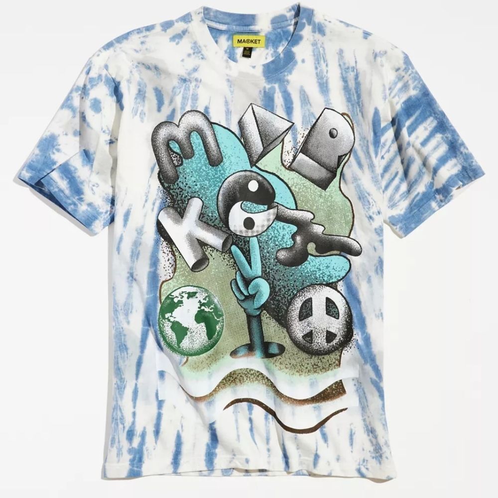 NEW Market UO Urban Outfitters Exclusive Peace To‎ The World Tie Dye T-Shirt XL